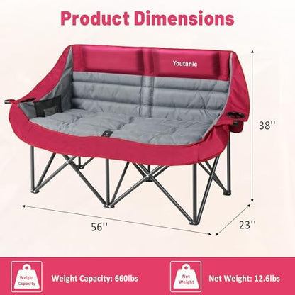 Youtanic Oversized Extra Large Double Padded Camping Chair up to 660lbs