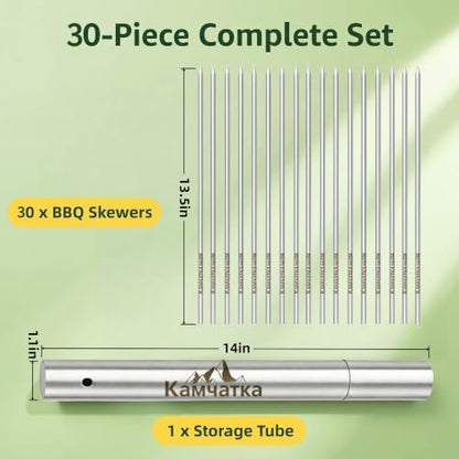Kabob Skewers,13.5 Inch 304 Stainless Steel Round Sticks,30 Pack