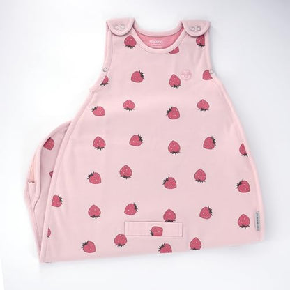 Woolino 4 Season Ultimate Baby Sleep Sack, Merino Wool Baby Sleeping Bag, Organic Cotton Outer, Adjustable 2-24 Months Size Fits Infants & Toddlers - Strawberry