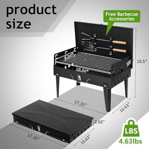 Outvita Portable Charcoal Grill, Foldable BBQ, Outdoor Smokers