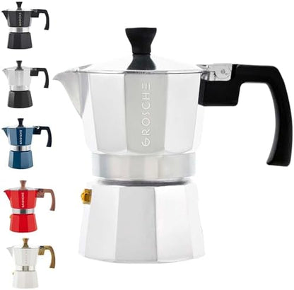GROSCHE Milano Stovetop Espresso Maker Moka Pot 3 espresso Cup, 5 oz Silver