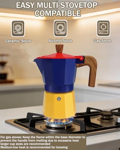 Coffee Maker Stovetop Espresso Maker 3 Cup Aluminum Moka Pot Percolator 5oz 150ml Easy Brewing for Electric Ceramic Stoves Home Camping Italian Cuban Café Classic Sip Sized