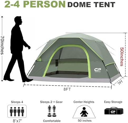 CAMPROS CP Tents for Camping 2/4/6 Person, Waterproof Windproof Dome Tent
