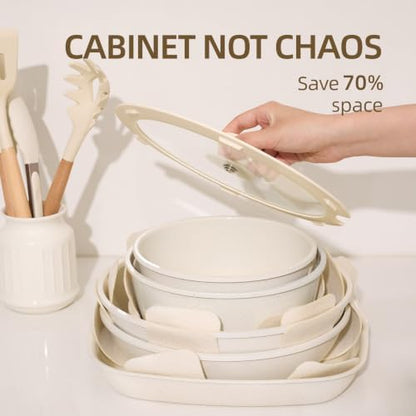 BECIGAR 24PCS Ceramic Pots and Pans Set
