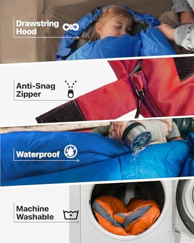 MalloMe Sleeping Bags for Adults Cold Weather & Warm - Backpacking Camping Sleeping Bag for Kids 10-12, Girls, Boys - Lightweight Compact Camping Essentials Gear Accessories Hiking Sleep Must Haves
