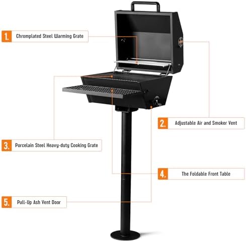 Stanbroil Park Style Charcoal Grill with Lid & Warming Rack, 16-Inch