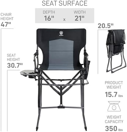 EVER ADVANCED Portable 30.7" Seat Height Tall Camping Directors Chair