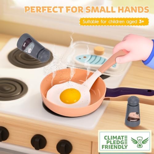 105Pcs Kids Kitchen Toy Accessories, Toddler Pretend BBQ Camping Cooking Playset, Play Pots, Pans, Utensils Cookware Toys, Play Food Set, Vegetables, Learning Gift for Girls Boys