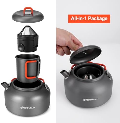 Odoland 1.2L Camping Coffee Pot Camp Coffee Makers, Mug and Coffee Filter