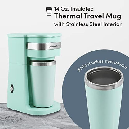Elite Gourmet EHC117M Personal Single-Serve Compact Coffee Maker, Mint