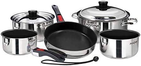 Magma A10-366-2-IND 10 Piece Stainless Steel NonStick Nesting Cookware Set