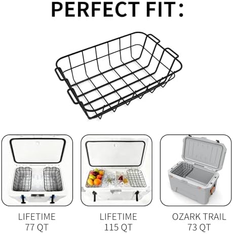 14.45" Cooler Basket,Cooler Basket Compatible with Lifetime 77 Qt, 115 Qt, Ozark Trail 73 Quart Ice Chest, Coolers Accessories for Lifetime and Ozark Trail - Keep Food Dry & Organized.(2-Pack)