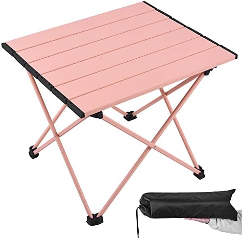 Grope Portable Beach Table for Sand, Folding Camping Table (Pink-L)