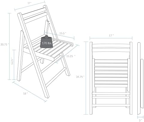 Casual Home Wooden Folding Chairs 2-Pcs Set - Natural
