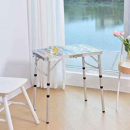 Folding Camping Table 2ft Picnic Table, Blooming Floral with Shoulder Strap