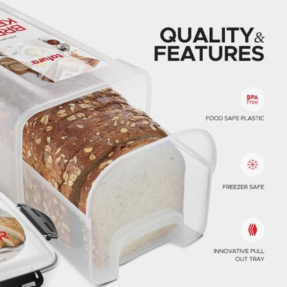 Tafura Bread Box with Tray, Airtight BPA-Free Bread Storage Container
