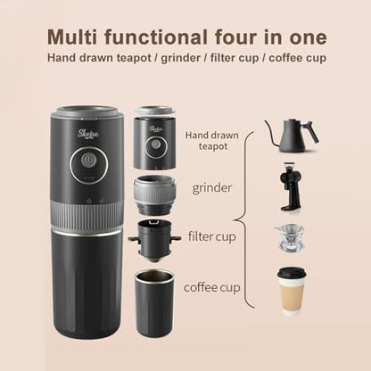 Portable All-in-One American Coffee Maker, Burr Electric Grinder