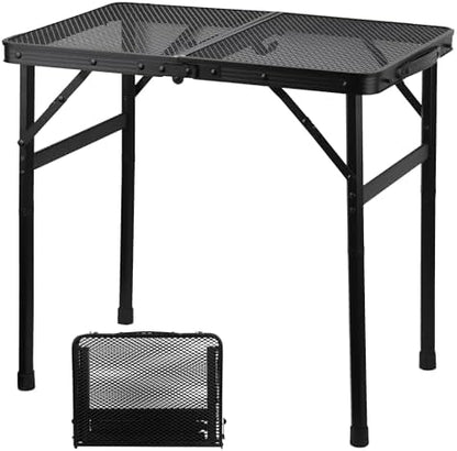 GREGIN Folding Camping Grill Table, Outdoor Metal Table. Foldable, Portable