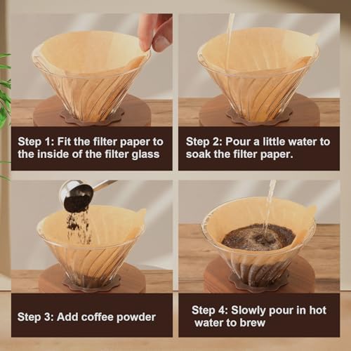 Mongdio Pour Over Coffee Maker, 20 oz Glass Coffee Maker, 600ml, Clear