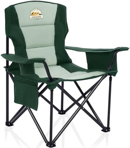 Colegence Oversized Folding Camping Chair for Adults, 450 lb, Dark Green