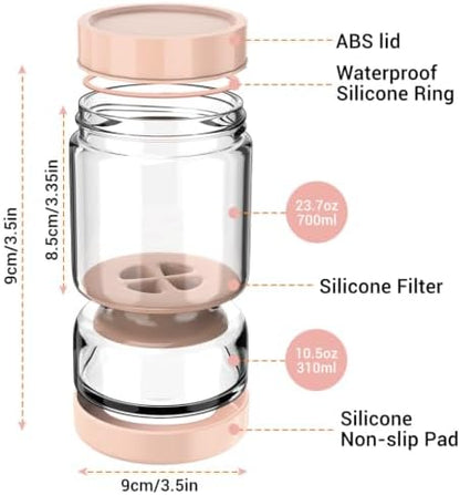 Homnoble Olive Pickle Jar Container with Strainer Pickling Jar, Glass Pink