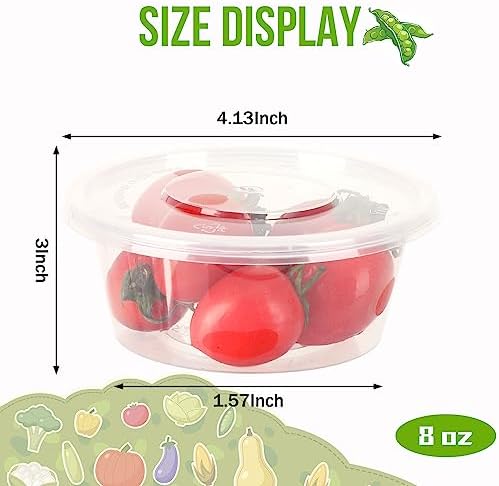 Augshy 8 oz Plastic Containers with Lids, 40 Set Deli Containers with Lids Free Food Storage Containers for Slime, Soup, Fruit, Salad, Shaved Ice, Leakproof and Microwave Safe