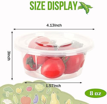 Augshy 8 oz Plastic Containers with Lids, 40 Set Deli Containers with Lids Free Food Storage Containers for Slime, Soup, Fruit, Salad, Shaved Ice, Leakproof and Microwave Safe