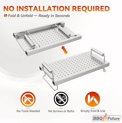 BBQ Future Adjustable Griddle Warming Rack for Blackstone 17 22 28 36 Inch Griddle, Stainless Steel Grill Warming Rack for Weber Charbroil Camp Chef and Most Tabletop Flattop Griddle Accessories