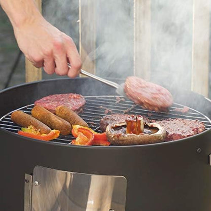 Realcook Vertical 17 Inch Steel Charcoal Smoker, Heavy Duty Round BBQ Grill