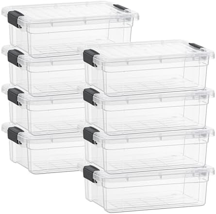 Superio 2.3 Quart Clear Plastic Storage Containers with Lids, Stackable Organizer Bins, BPA-Free Storage Boxes for Home, Office, Dorm & Classroom, 8 Pack