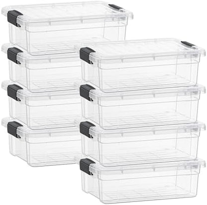 Superio 2.3 Quart Clear Plastic Storage Containers with Lids, Stackable Organizer Bins, BPA-Free Storage Boxes for Home, Office, Dorm & Classroom, 8 Pack