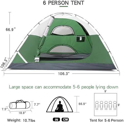 CAMEL CROWN Tents for Camping 2/3/4/5 Person Camping Dome Tent, Waterproof,Spacious, Lightweight Portable Backpacking Tent for Outdoor Camping/Hiking