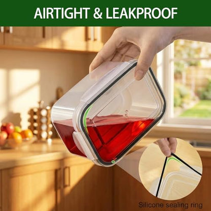 5 Pack Fruit Storage Containers for Fridge with Removable Colanders，5 in 1 Produce Storage Containers with Lids, Leakproof Fridge Organizer Bins for Salad Berry Lettuce Vegetables Meat Keeper Fresh
