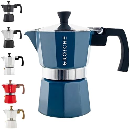 GROSCHE Milano Stovetop Espresso Maker Moka Pot 3 espresso Cup, 5 oz Blue