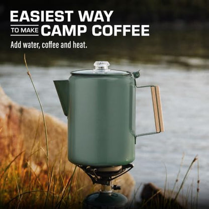 COLETTI Bozeman Color Series Percolator Coffee Pot — Camping Coffee Makers — Camping’s Favorite Percolator – NO Aluminum or Plastic (Camp Green, 12 Cup)