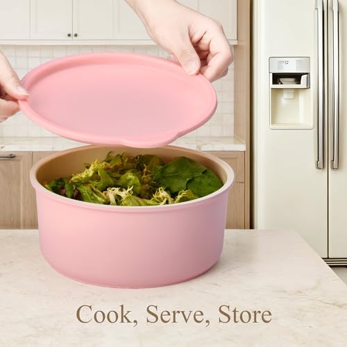 CAROTE 19pcs Pots and Pans Set Non Stick, Detachable Handle Cookware, Pink