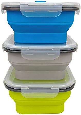 CARTINTS Large 1200ml Collapsible Bowls with Lids Silicone Camping Bowls, with Airtight Lids, Microwave and Freezer Safe, Set of 3