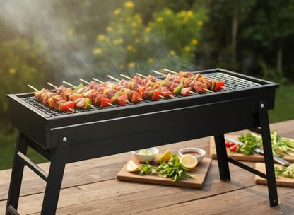 Portable Folding Charcoal Grill, Stainless Steel BBQ Grill for Camping