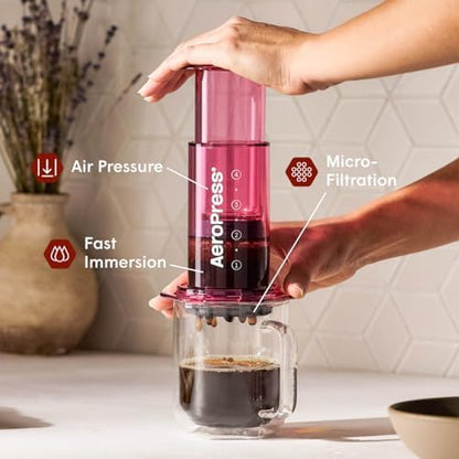 AeroPress Clear Pink Coffee Press, French Press, Pour-Over & Espresso Style
