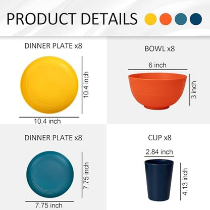 Supernal 32-Piece Unbreakable Wheat Straw Dinnerware Set,Service for 8