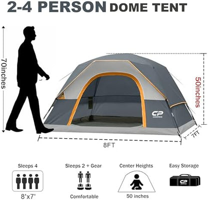 CAMPROS CP Tents for Camping 2/4/6 Person, Waterproof Windproof Dome Tent