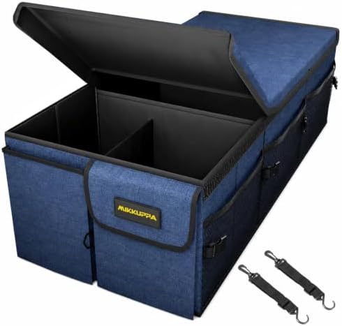 MIKKUPPA Trunk Organizer with Lid - 95L Collapsible Car Organizer, Blue
