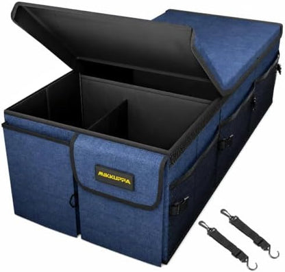 MIKKUPPA Trunk Organizer with Lid - 95L Collapsible Car Organizer, Blue