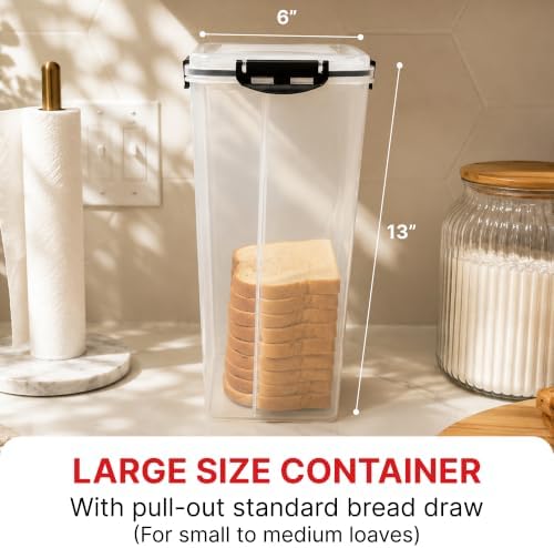 Tafura Bread Box with Tray, Airtight BPA-Free Bread Storage Container