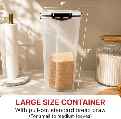 Tafura Bread Containers, 2 Pack, Airtight BPA-Free Bread Storage Boxes
