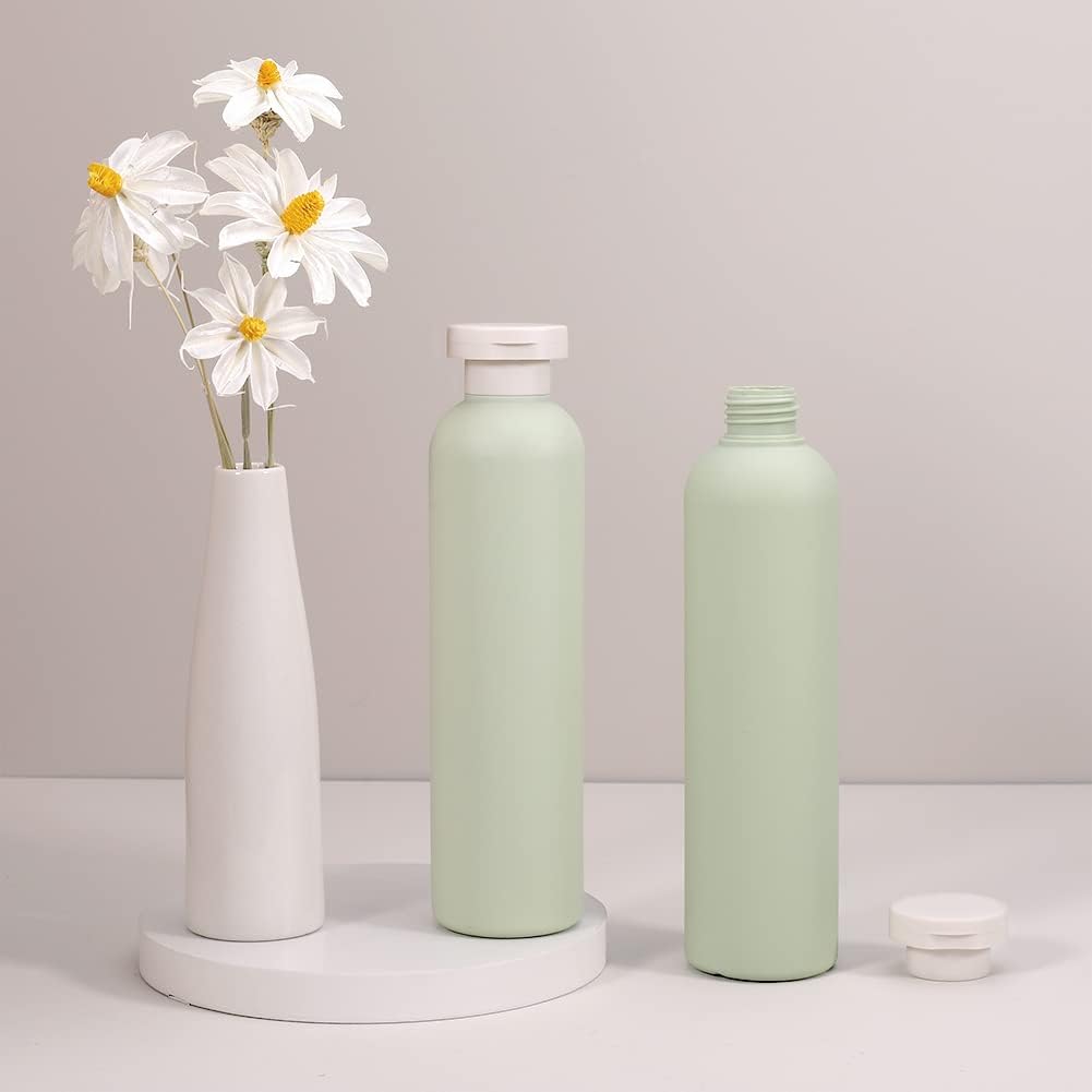 8.8 oz Plastic Travel Shampoo Bottles, Refillable Flip Cap Squeeze Bottles for Toiletries, Large Leakage-proof Travel Shampoo and Conditioner Container (Blue and Green)