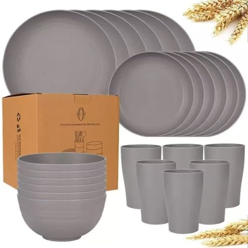 Wheat Straw Tableware Set, 16 Pieces (for 4 People)