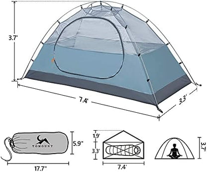 MC TOMOUNT Backpacking Tent 1-2 Person Waterproof Lightweight Camping Tent