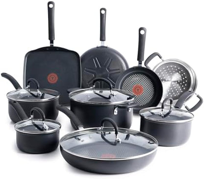T-fal Ultimate Hard Anodized Nonstick Pots and Pans Set, 14-Piece, Onyx