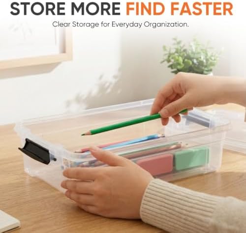 Superio 2.3 Quart Clear Plastic Storage Containers with Lids, Stackable Organizer Bins, BPA-Free Storage Boxes for Home, Office, Dorm & Classroom, 1 Pack